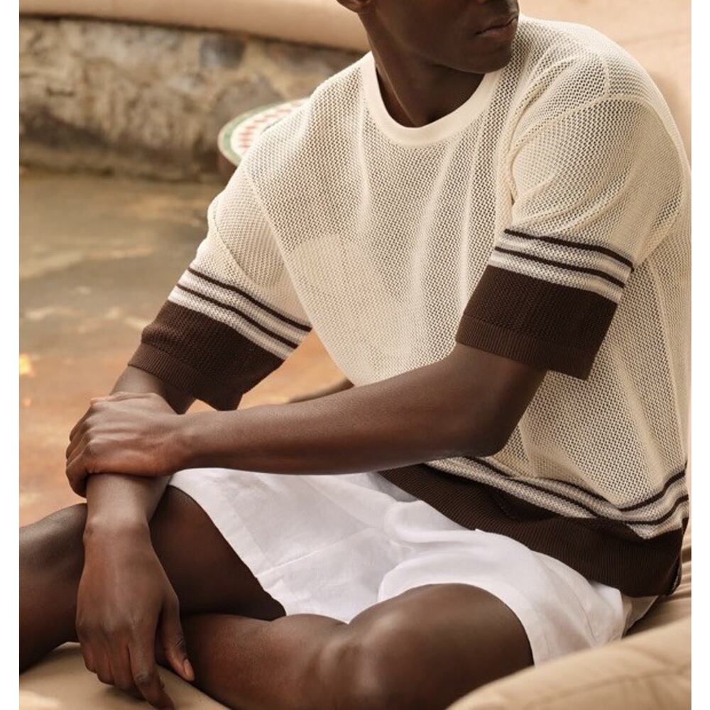 Todd Snyder Boxy Placed Striped Tee Medium